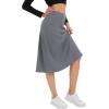 imageUrban CoCo Womens Elastic High Waist ALine Flared Solid Ribbed Knit Midi SkirtDark Grey