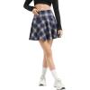imageUrban CoCo Womens Vintage Elastic Waist Plaid Flared Mini Skater SkirtBlue Grey