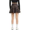 imageUrban CoCo Womens Vintage Elastic Waist Plaid Flared Mini Skater SkirtNavy Blue