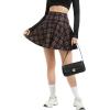 imageUrban CoCo Womens Vintage Elastic Waist Plaid Flared Mini Skater SkirtNavy Blue