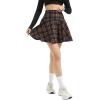 imageUrban CoCo Womens Vintage Elastic Waist Plaid Flared Mini Skater SkirtNavy Blue