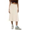 imageUrban CoCo Womens Elastic High Waist ALine Flared Solid Ribbed Knit Midi SkirtBeige