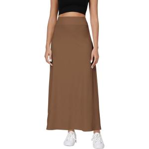 imageUrban CoCo Elastic Waist ALine Long Maxi Skirt Below Knee for WomenBrown