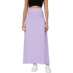 imageUrban CoCo Elastic Waist ALine Long Maxi Skirt Below Knee for WomenLavender