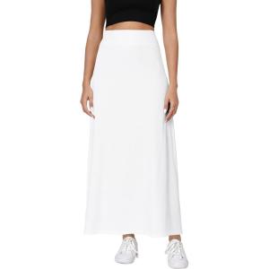 imageUrban CoCo Elastic Waist ALine Long Maxi Skirt Below Knee for WomenWhite