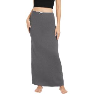 imageUrban CoCo Womens Elastic Waist Long Maxi Skirt Flowy Summer Beach Skirt for VacationDark Grey