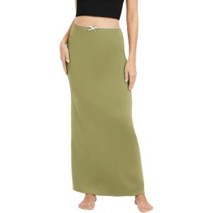 imageUrban CoCo Womens Elastic Waist Long Maxi Skirt Flowy Summer Beach Skirt for VacationOlive Green
