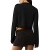 imageUrban CoCo Womens Crew Neck Cropped Cardigan Sweaters Long Sleeve Open Front Button Down Shrug Sweater JacketsBlack