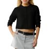 imageUrban CoCo Womens Crew Neck Cropped Cardigan Sweaters Long Sleeve Open Front Button Down Shrug Sweater JacketsBlack