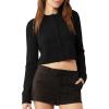 imageUrban CoCo Womens Crew Neck Cropped Cardigan Sweaters Long Sleeve Open Front Button Down Shrug Sweater JacketsBlack