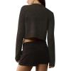 imageUrban CoCo Womens Crew Neck Cropped Cardigan Sweaters Long Sleeve Open Front Button Down Shrug Sweater JacketsBlack Coffee