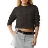 imageUrban CoCo Womens Crew Neck Cropped Cardigan Sweaters Long Sleeve Open Front Button Down Shrug Sweater JacketsBlack Coffee