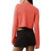 imageUrban CoCo Womens Crew Neck Cropped Cardigan Sweaters Long Sleeve Open Front Button Down Shrug Sweater JacketsCoral Red
