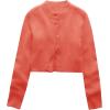 imageUrban CoCo Womens Crew Neck Cropped Cardigan Sweaters Long Sleeve Open Front Button Down Shrug Sweater JacketsCoral Red