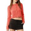 imageUrban CoCo Womens Crew Neck Cropped Cardigan Sweaters Long Sleeve Open Front Button Down Shrug Sweater JacketsCoral Red