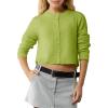 imageUrban CoCo Womens Crew Neck Cropped Cardigan Sweaters Long Sleeve Open Front Button Down Shrug Sweater JacketsGreen Fern