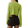 imageUrban CoCo Womens Crew Neck Cropped Cardigan Sweaters Long Sleeve Open Front Button Down Shrug Sweater JacketsGreen Fern