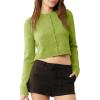 imageUrban CoCo Womens Crew Neck Cropped Cardigan Sweaters Long Sleeve Open Front Button Down Shrug Sweater JacketsGreen Fern