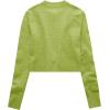 imageUrban CoCo Womens Crew Neck Cropped Cardigan Sweaters Long Sleeve Open Front Button Down Shrug Sweater JacketsGreen Fern