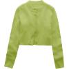 imageUrban CoCo Womens Crew Neck Cropped Cardigan Sweaters Long Sleeve Open Front Button Down Shrug Sweater JacketsGreen Fern