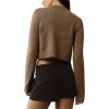 imageUrban CoCo Womens Crew Neck Cropped Cardigan Sweaters Long Sleeve Open Front Button Down Shrug Sweater JacketsHeather Coffee