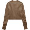 imageUrban CoCo Womens Crew Neck Cropped Cardigan Sweaters Long Sleeve Open Front Button Down Shrug Sweater JacketsHeather Coffee