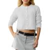 imageUrban CoCo Womens Crew Neck Cropped Cardigan Sweaters Long Sleeve Open Front Button Down Shrug Sweater JacketsLight Gray