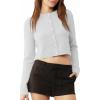 imageUrban CoCo Womens Crew Neck Cropped Cardigan Sweaters Long Sleeve Open Front Button Down Shrug Sweater JacketsLight Gray