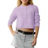 imageUrban CoCo Womens Crew Neck Cropped Cardigan Sweaters Long Sleeve Open Front Button Down Shrug Sweater JacketsLight Purple