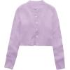 imageUrban CoCo Womens Crew Neck Cropped Cardigan Sweaters Long Sleeve Open Front Button Down Shrug Sweater JacketsLight Purple