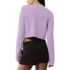 imageUrban CoCo Womens Crew Neck Cropped Cardigan Sweaters Long Sleeve Open Front Button Down Shrug Sweater JacketsLight Purple