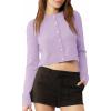 imageUrban CoCo Womens Crew Neck Cropped Cardigan Sweaters Long Sleeve Open Front Button Down Shrug Sweater JacketsLight Purple