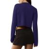 imageUrban CoCo Womens Crew Neck Cropped Cardigan Sweaters Long Sleeve Open Front Button Down Shrug Sweater JacketsNavy Blue