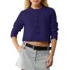 imageUrban CoCo Womens Crew Neck Cropped Cardigan Sweaters Long Sleeve Open Front Button Down Shrug Sweater JacketsNavy Blue