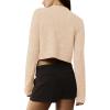 imageUrban CoCo Womens Crew Neck Cropped Cardigan Sweaters Long Sleeve Open Front Button Down Shrug Sweater JacketsNude Khaki