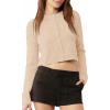 imageUrban CoCo Womens Crew Neck Cropped Cardigan Sweaters Long Sleeve Open Front Button Down Shrug Sweater JacketsNude Khaki