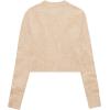 imageUrban CoCo Womens Crew Neck Cropped Cardigan Sweaters Long Sleeve Open Front Button Down Shrug Sweater JacketsNude Khaki