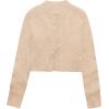 imageUrban CoCo Womens Crew Neck Cropped Cardigan Sweaters Long Sleeve Open Front Button Down Shrug Sweater JacketsNude Khaki