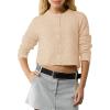 imageUrban CoCo Womens Crew Neck Cropped Cardigan Sweaters Long Sleeve Open Front Button Down Shrug Sweater JacketsNude Khaki