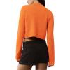 imageUrban CoCo Womens Crew Neck Cropped Cardigan Sweaters Long Sleeve Open Front Button Down Shrug Sweater JacketsOrange