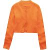 imageUrban CoCo Womens Crew Neck Cropped Cardigan Sweaters Long Sleeve Open Front Button Down Shrug Sweater JacketsOrange