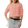 imageUrban CoCo Womens Crew Neck Cropped Cardigan Sweaters Long Sleeve Open Front Button Down Shrug Sweater JacketsOrange Pink