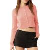 imageUrban CoCo Womens Crew Neck Cropped Cardigan Sweaters Long Sleeve Open Front Button Down Shrug Sweater JacketsOrange Pink
