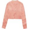 imageUrban CoCo Womens Crew Neck Cropped Cardigan Sweaters Long Sleeve Open Front Button Down Shrug Sweater JacketsOrange Pink