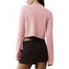imageUrban CoCo Womens Crew Neck Cropped Cardigan Sweaters Long Sleeve Open Front Button Down Shrug Sweater JacketsPink