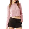 imageUrban CoCo Womens Crew Neck Cropped Cardigan Sweaters Long Sleeve Open Front Button Down Shrug Sweater JacketsPink