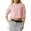 imageUrban CoCo Womens Crew Neck Cropped Cardigan Sweaters Long Sleeve Open Front Button Down Shrug Sweater JacketsPink