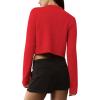 imageUrban CoCo Womens Crew Neck Cropped Cardigan Sweaters Long Sleeve Open Front Button Down Shrug Sweater JacketsRed