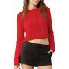 imageUrban CoCo Womens Crew Neck Cropped Cardigan Sweaters Long Sleeve Open Front Button Down Shrug Sweater JacketsRed