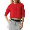imageUrban CoCo Womens Crew Neck Cropped Cardigan Sweaters Long Sleeve Open Front Button Down Shrug Sweater JacketsRed